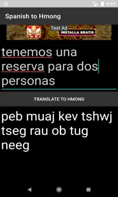 Spanish to Hmong Translator android App screenshot 0